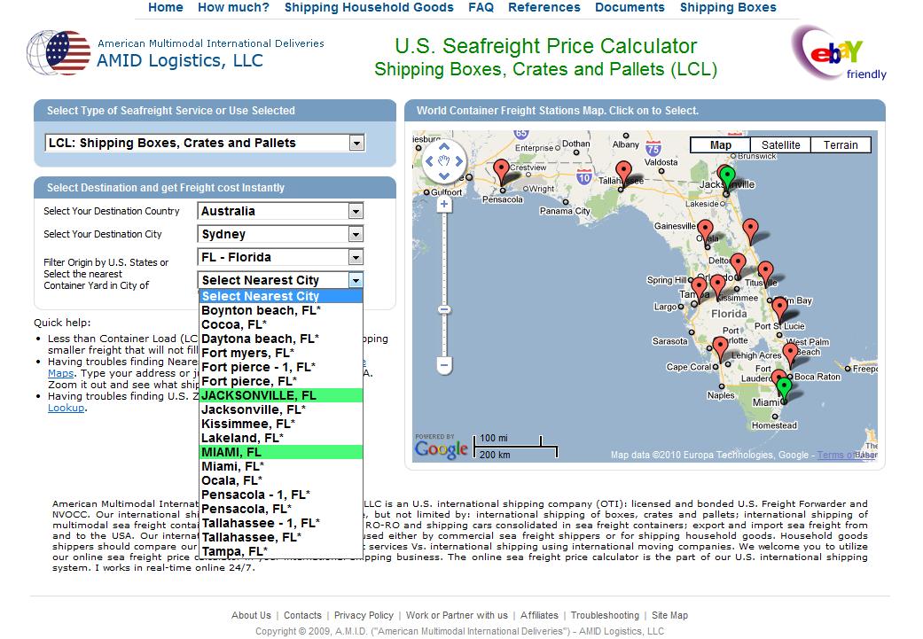 US Seafreight Price Calculator for international shipping of LCL US Seafreight Price Calculator for international shipping of LCL